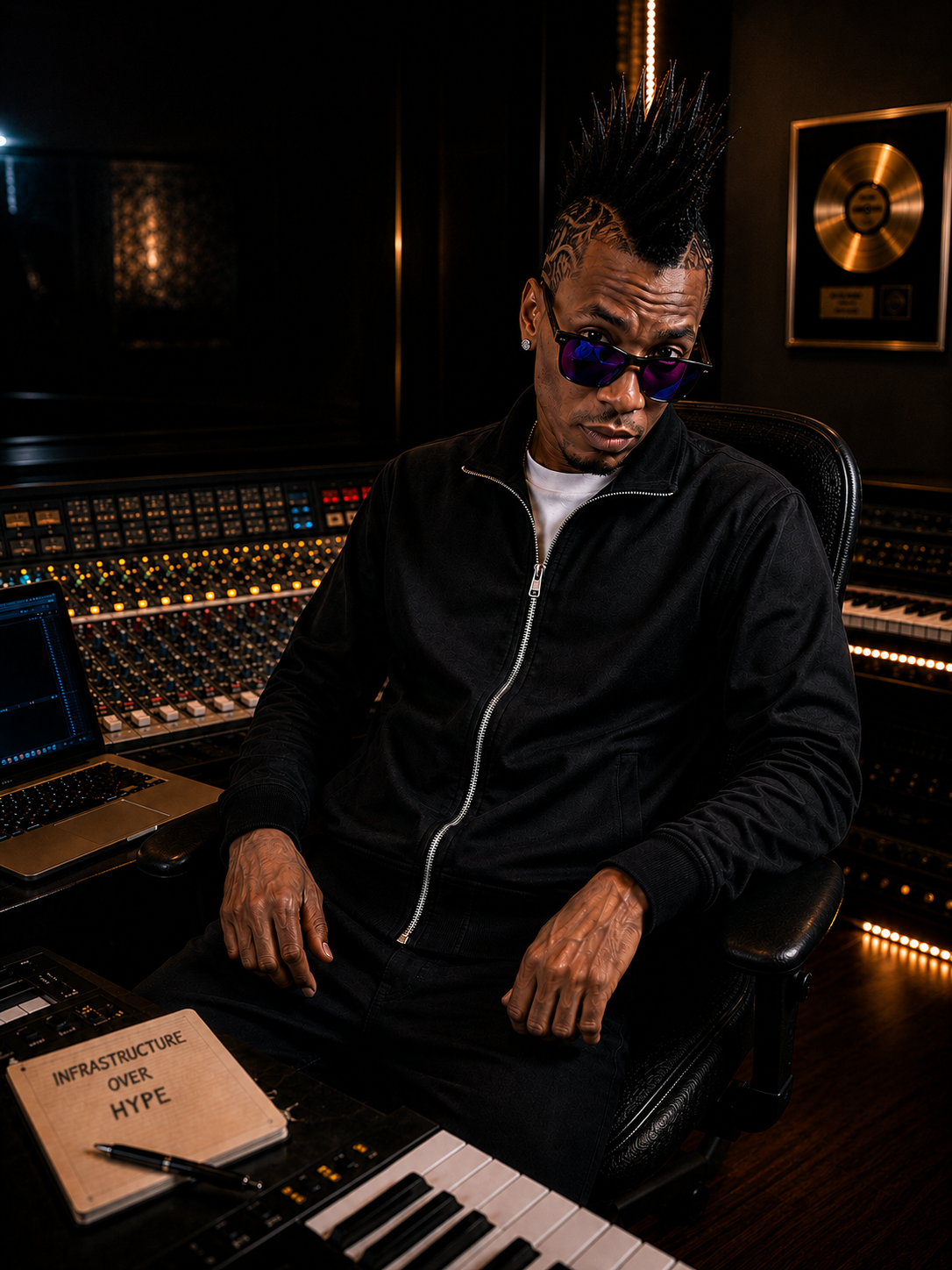 Music creator in studio